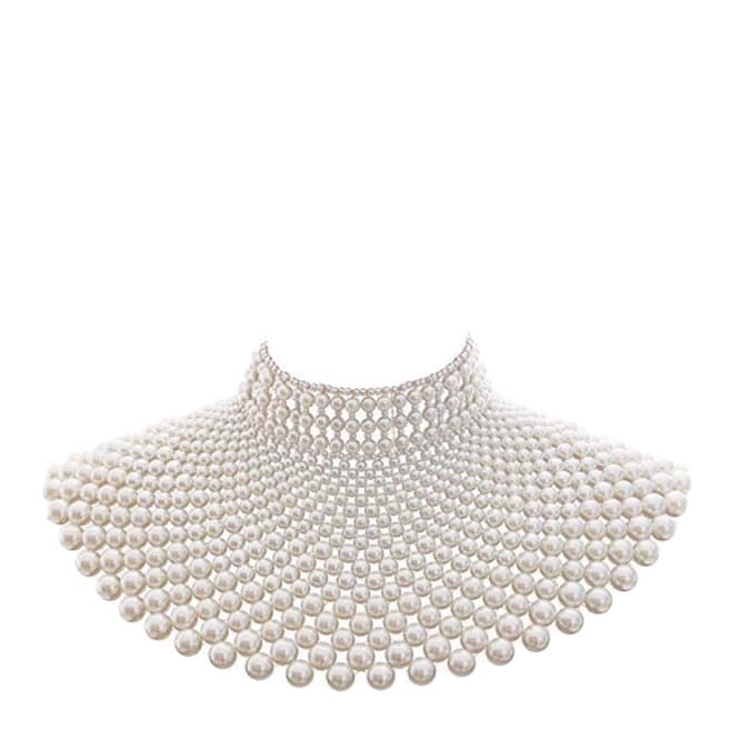 Liv Oliver White Pearl Collar Necklace