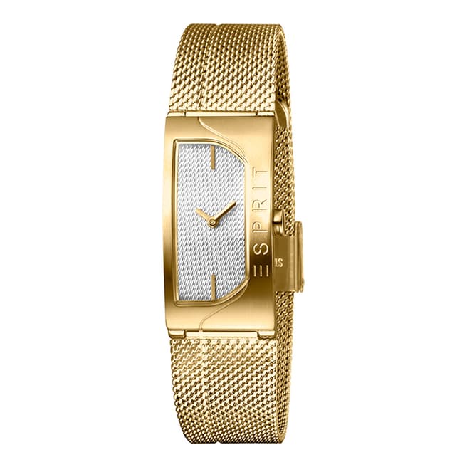 Esprit Silver Stainless Steel Mesh, Ip Gold Plated Watch