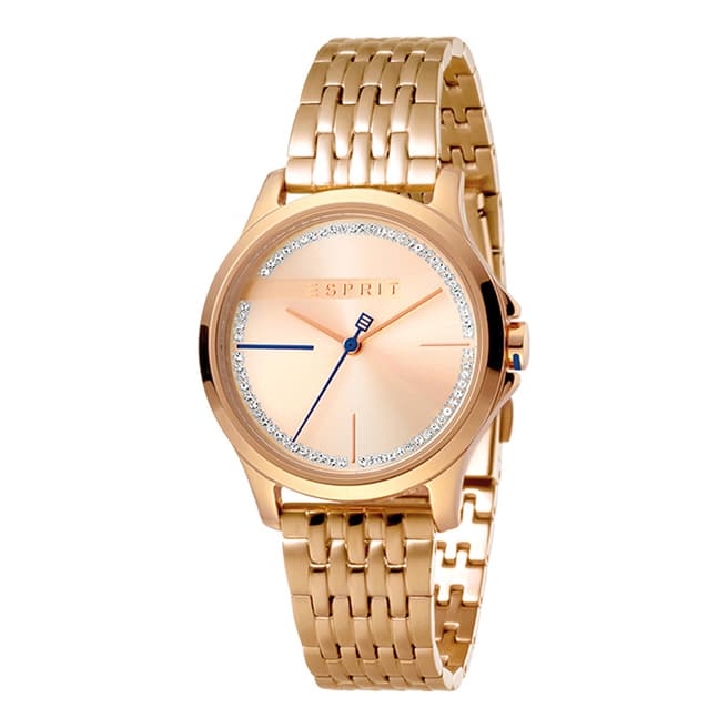 Esprit Rose Gold With Stones Stainless Steel, Ip Rosegold Plated Watch