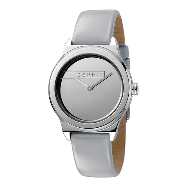 Esprit Silver Mirror Light Grey Patent Leather Watch