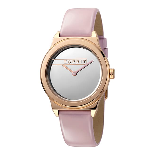 Esprit Silver Mirror Pink Patent Leather Watch