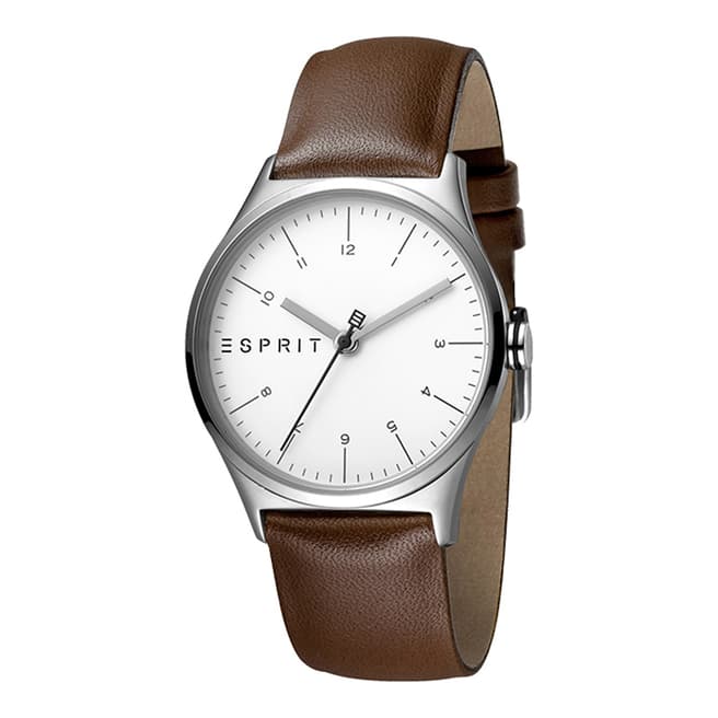 Esprit Silver Brown Calf Leather Watch