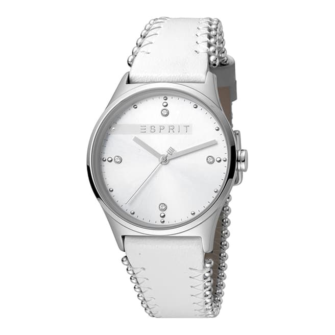 Esprit Silver White Calf Leather Watch