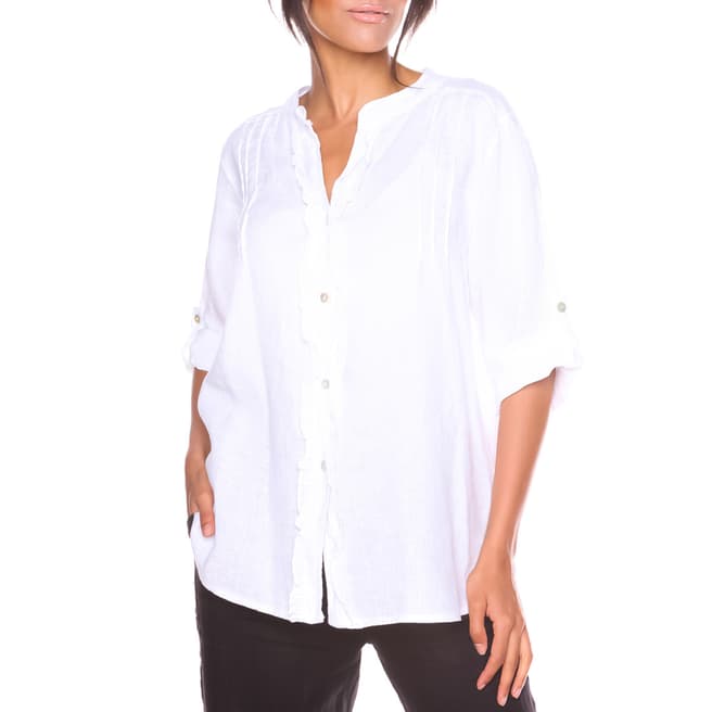 100% Linen White Prune Linen Shirt