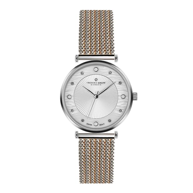 Frederic Graff Women's Silver/Rose Jungfrau Mesh Watch 38mm