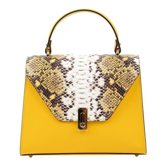 Luisa Vannini Yellow Leather Top Handle Bag