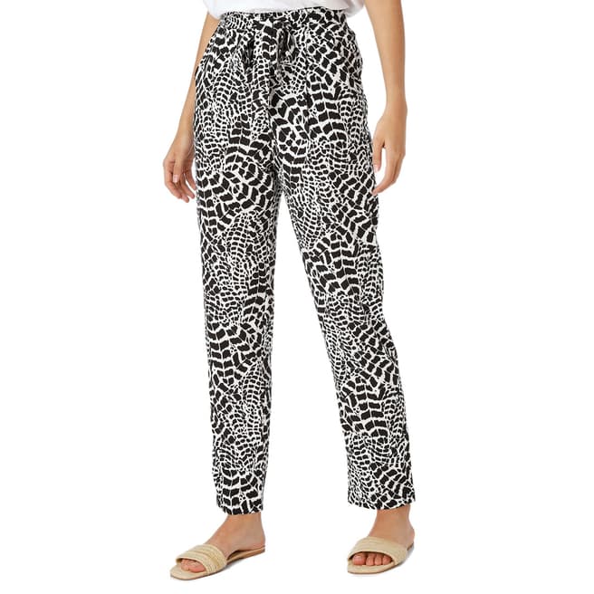 Laycuna London Black / Ivory Leopard Print Slouchy Belted Trousers
