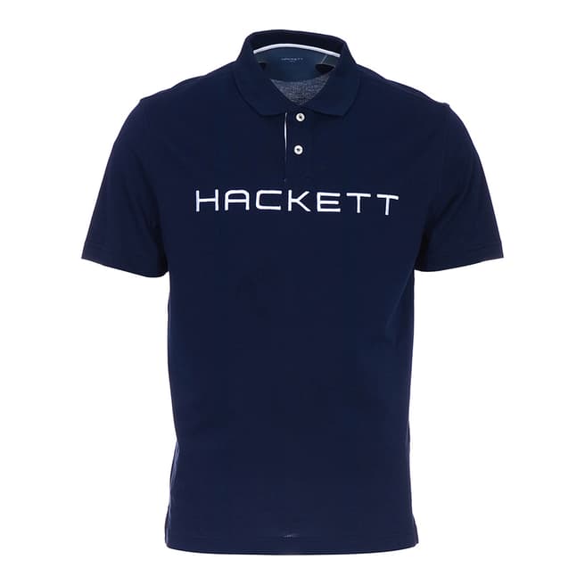 Hackett Navy Logo Cotton Pique Polo Shirt