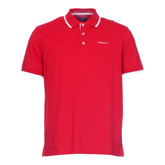 Hackett Red Cotton Pique Polo Shirt