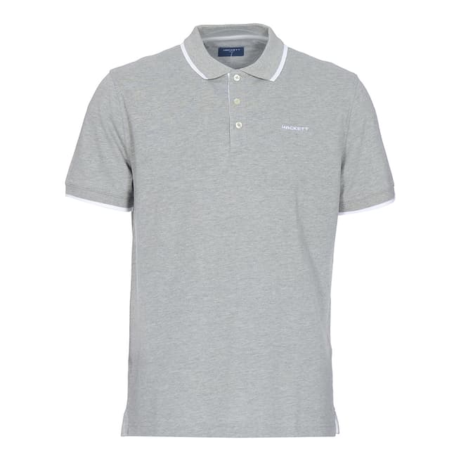 Hackett Grey Cotton Pique Polo Shirt