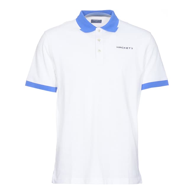 Hackett White/Blue Donald Cotton Polo Shirt
