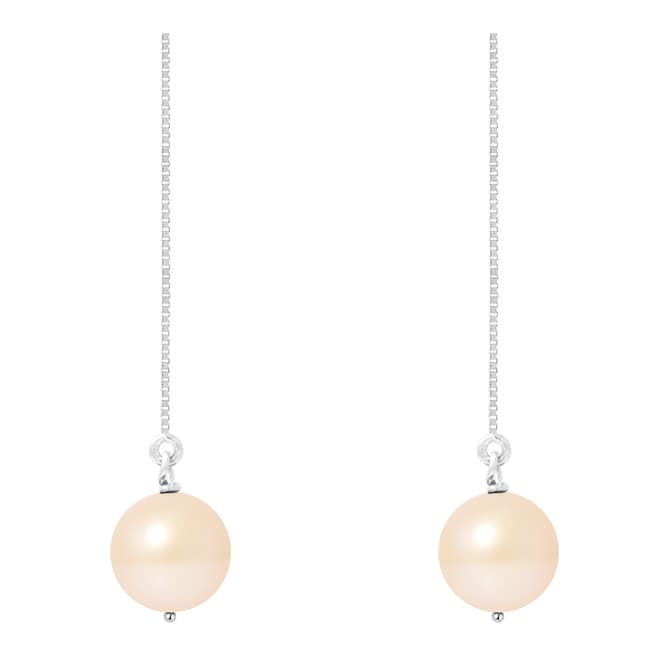 Mitzuko Natural Pink Hanging Round Pearl Earrings 9-10mm