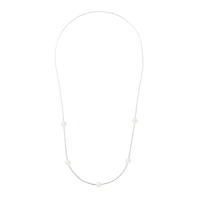 Mitzuko Natural White Silver Round Pearl Necklace 9-10cm