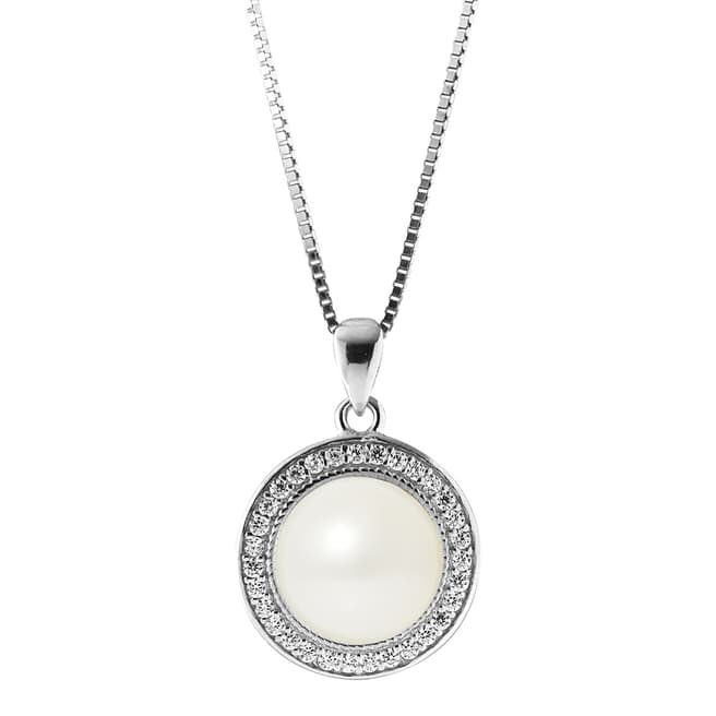 Mitzuko Natural White Button Pearl Pendant Necklace 9-10mm
