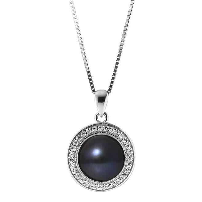 Mitzuko Black Tahiti Button Pearl Pendant Necklace 9-10mm