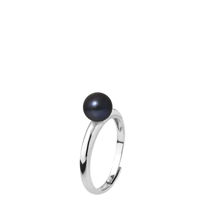 Mitzuko Black Silver Round Pearl Ring 6-7mm