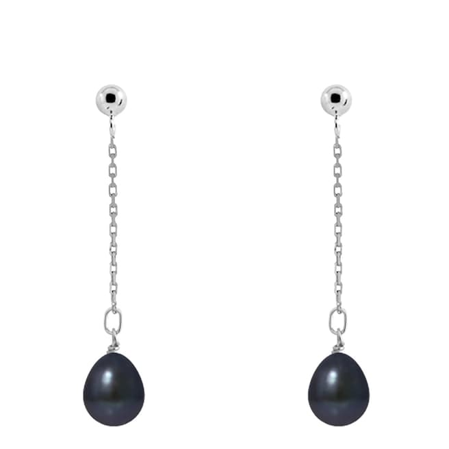 Mitzuko Black Falling Pear Pearl Earrings 7-8mm