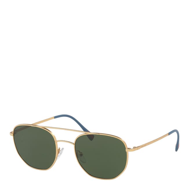 Prada Sport Unisex Matte Gold/Green Rectangle Sunglasses 53mm