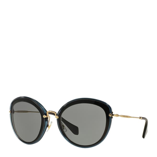 Miu Miu Women's Black/Grey Round Sunglasses 54mm