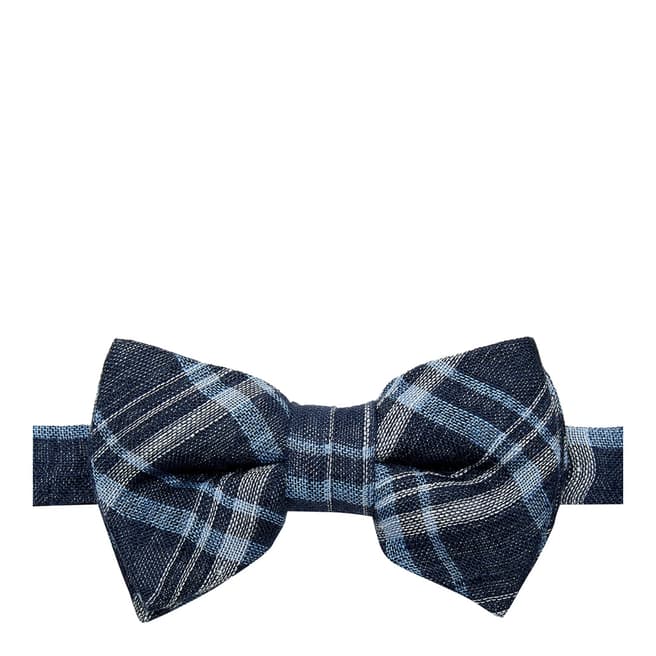 Ted Baker Navy Linen Check Bowtie