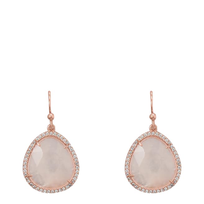 Liv Oliver Rose Quartz Pear Drop Earrings