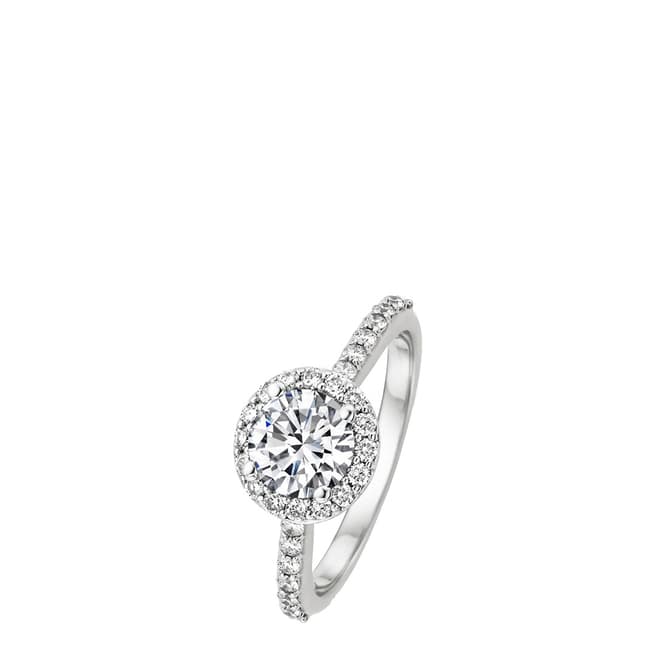 Liv Oliver Silver Round Halo Solitaire Ring 3.00ct