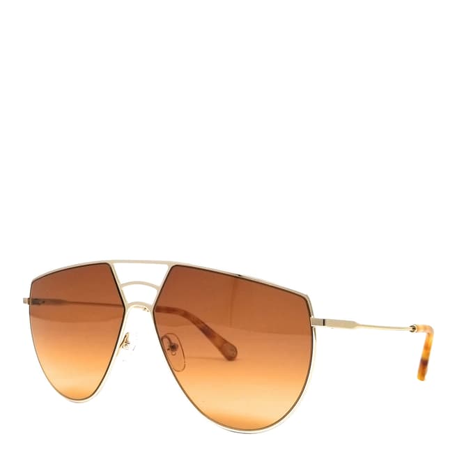 Chloe Women's Gold/Brown Aviator Sunglasses 62cm