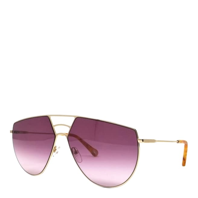 Chloe Women's Wine/Gold Aviator Sunglasses 62cm