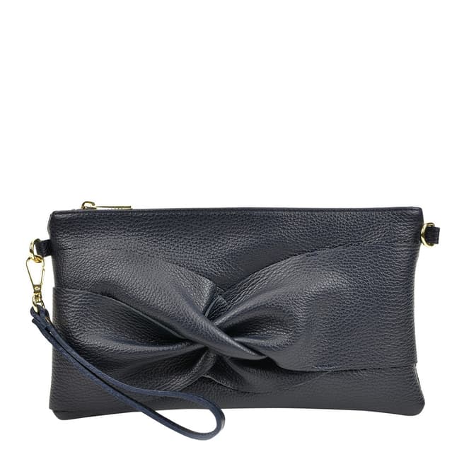 Carla Ferreri Navy Leather Shoulder Bag