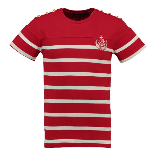Geographical Norway Red/White Jalmain Cotton T-Shirt