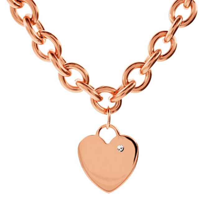 Chloe Collection by Liv Oliver Rose Gold Plated Heart Charm Necklace