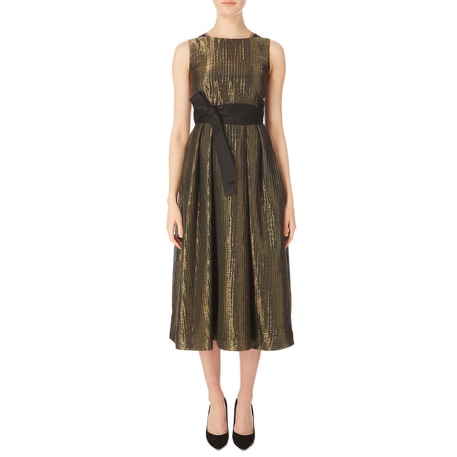Amanda Wakeley Gold/Black Lace Trimmed Cocktail Dress