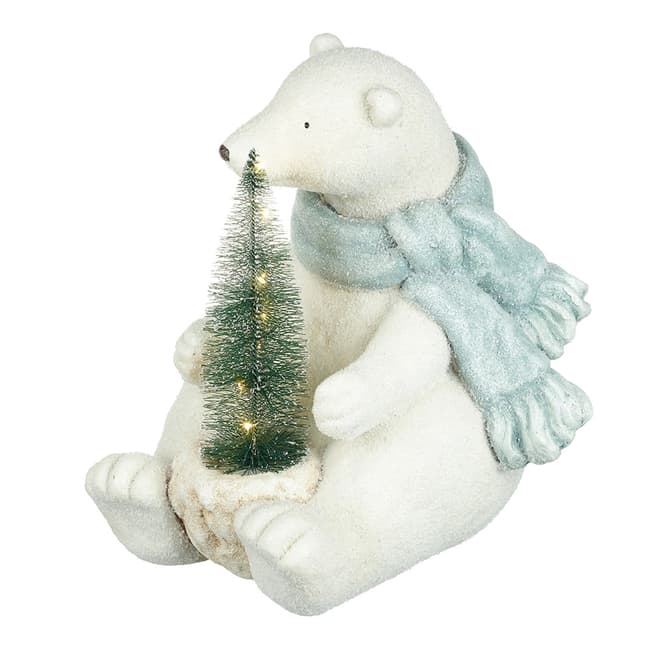 Heaven Sends Sitting Polar Bear With Light Up Tree
