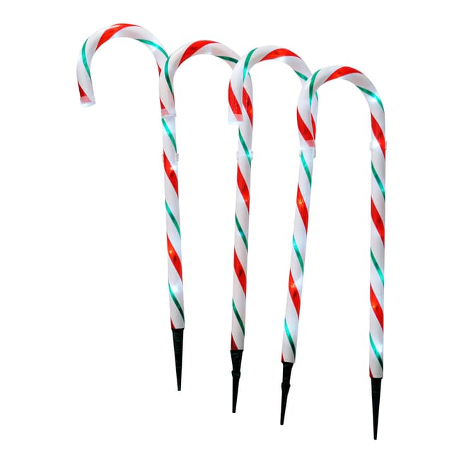 Festive Red/White/Green Candy Cane Stake Lights 4x52cm