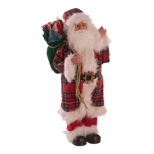 Festive Tartan Standing Santa With Sack 63cm