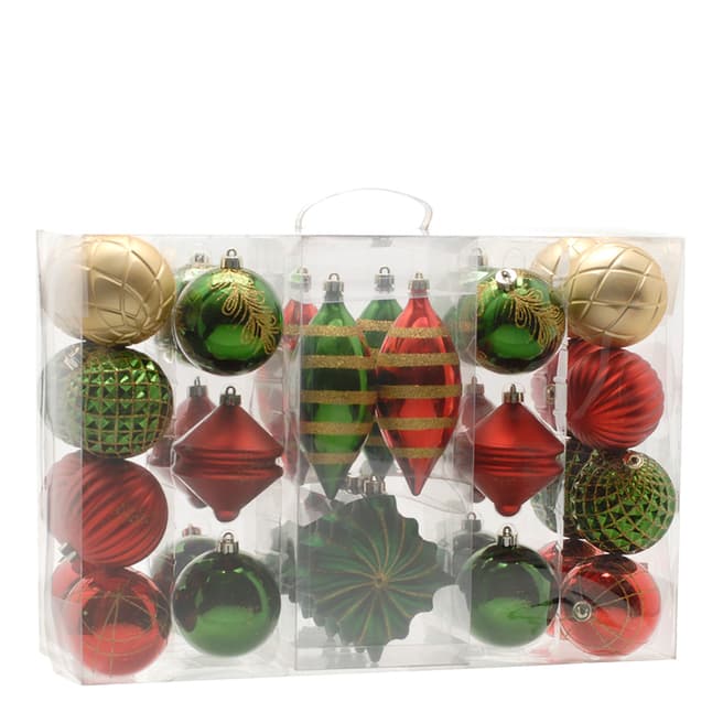 Festive Red, Green & Gold 36 Piece Decoration Pack