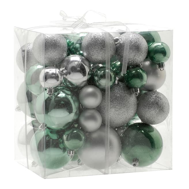 Festive Mint & Silver 50 Piece Bauble Pack
