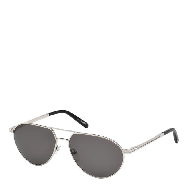 Montblanc Men's Silver Montblanc Pilot Sunglasses 53mm