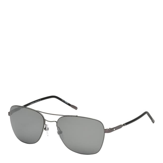 Montblanc Men's Silver Montblanc Aviator Sunglasses 56mm