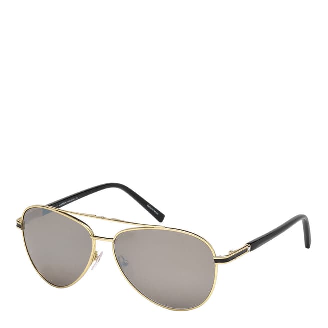 Montblanc Men's Gold Montblanc Aviator Sunglasses 59mm