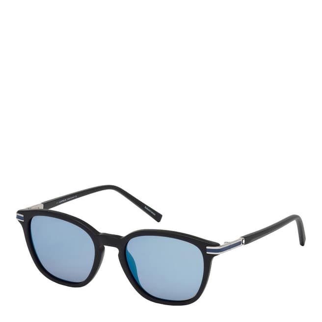 Montblanc Men's Black/Blue Tortoise Montblanc Square Sunglasses 52mm