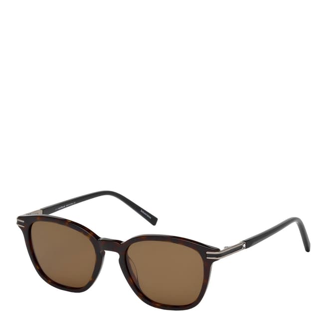 Montblanc Men's Brown Tortoise Montblanc Square Sunglasses 52mm