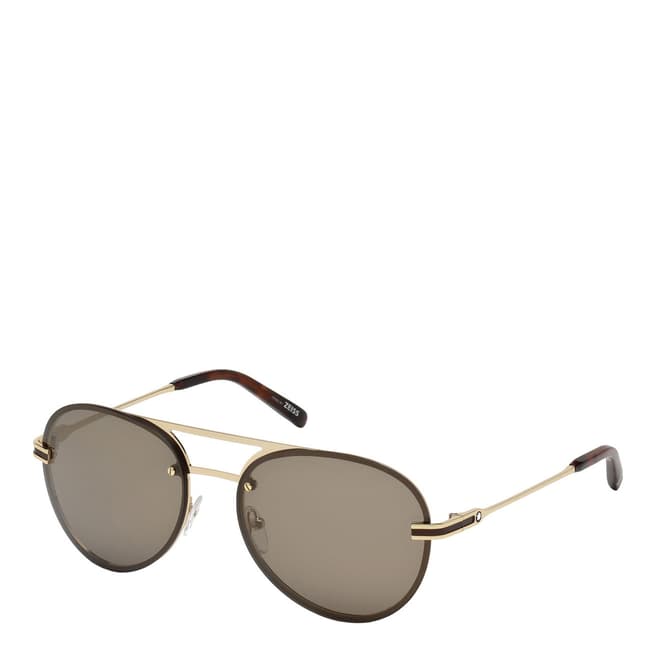 Montblanc Men's Brown/Gold Montblanc Aviator Sunglasses 59mm