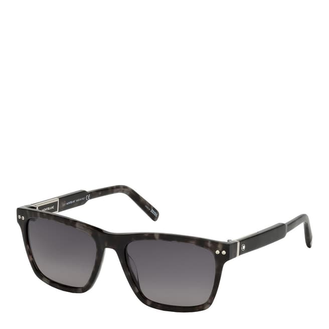 Montblanc Unisex Grey Montblanc Rectangle Sunglasses 66mm