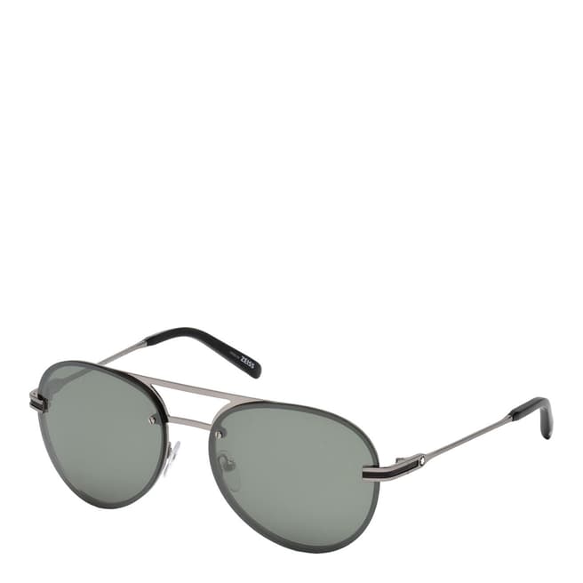 Montblanc Men's Silver Montblanc Pilot Sunglasses 59mm