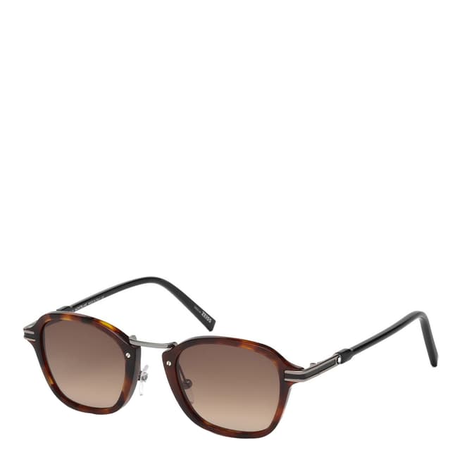 Montblanc Mens Brown Tortoise Square Sunglasses 47mm
