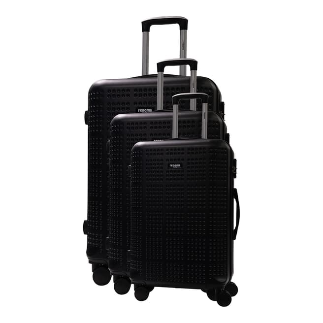 Renoma Set of 3 Black Jenkins 8 Wheel Suitcases S/M/L