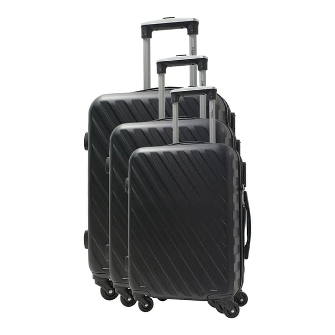 Renoma Set of 3 Black Hatcher 4 Wheel Suitcases S/M/L