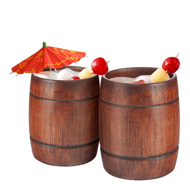 Original Product Set of 2 Final Touch Wooden Barrel Tumblers