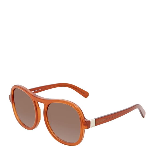 Chloe Unisex Orange Brown Chloe Square Sunglasses 56mm